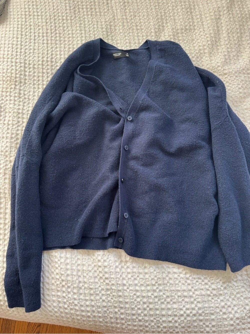 Simply Vera Vera Wang Navy Blue V-Neck Button Cardigan
